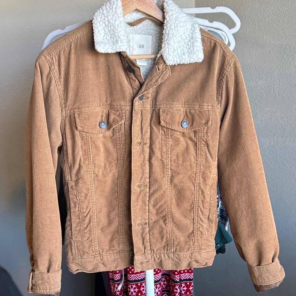 H&M Brown Jean Jacket with Cream Collar